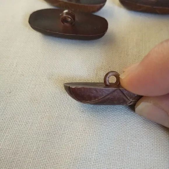 Aran Crafts Replacement Buttons Shanks Brown Oblong Argyle for Cardigan 5x Lot - Picture 7 of 7